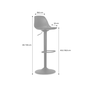 Lot de 2 tabourets de bar réglables 61.5/83.5cm - Noah - simili cuir vert céladon - hauteur réglable. repose-pieds