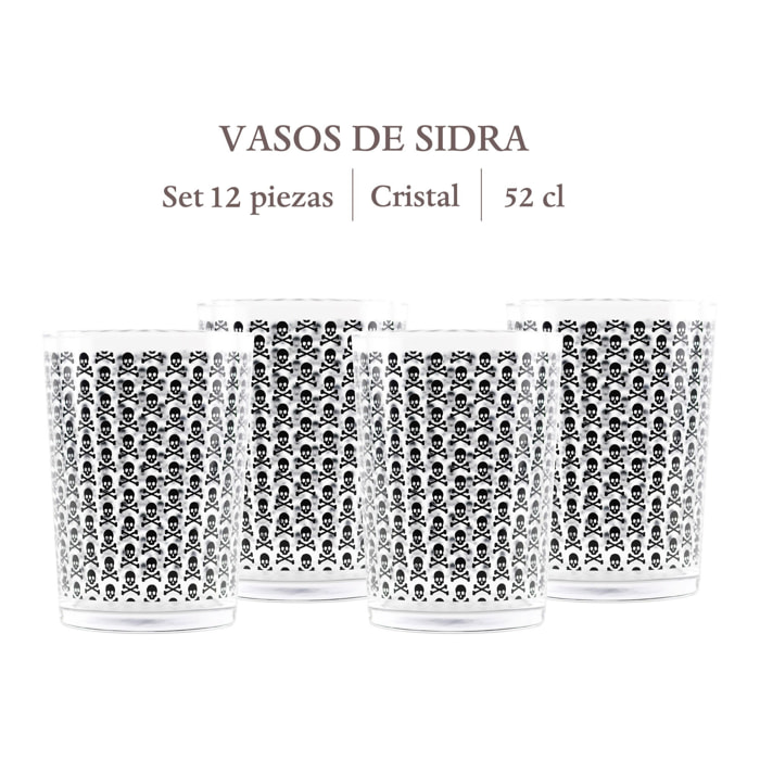 Set de 12 vasos de sidra 35cl con calaveras scalpers home