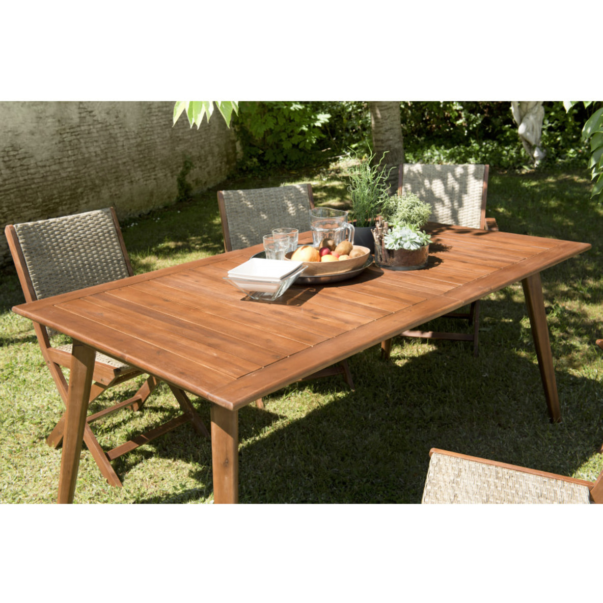 VICTOIRE - Table de jardin 8/10 personnes - extensible 180/240x100x75 cm en bois Acacia