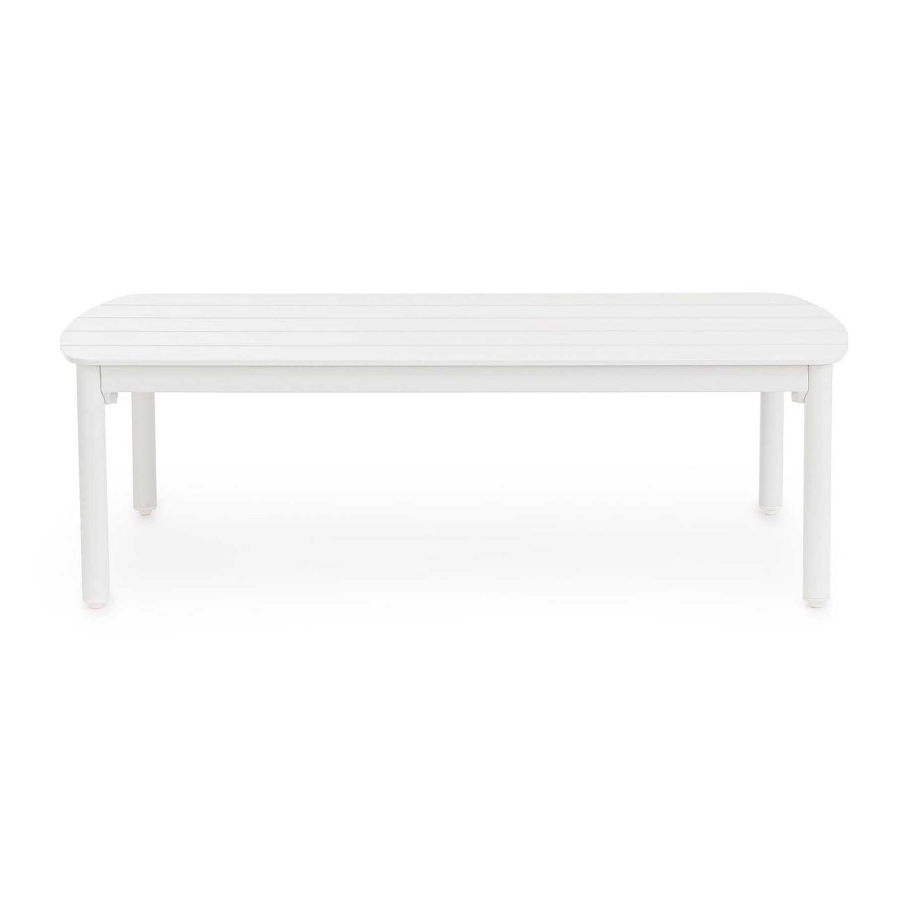 Tavolino da giardino GAUDIX in alluminio bianco con piedini regolabili, 115×68,5 cm