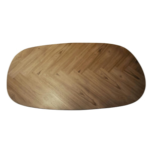 Table bar teck bords arrondis motif chevron 140 cm MAYA