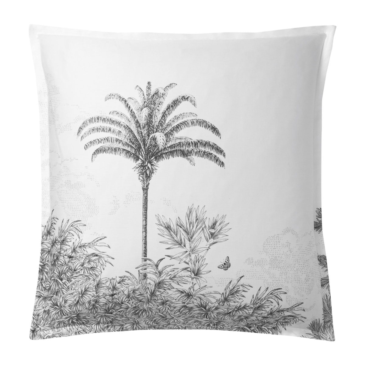 Taie d'oreiller imprimée en satin de coton bio, AMAZONE, Blanc