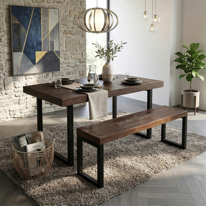 Banc bois brun recyclé 155cm SAMOA