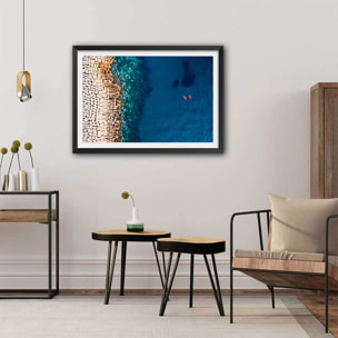 Poster digue vue d'en haut Affiche sous cadre noir