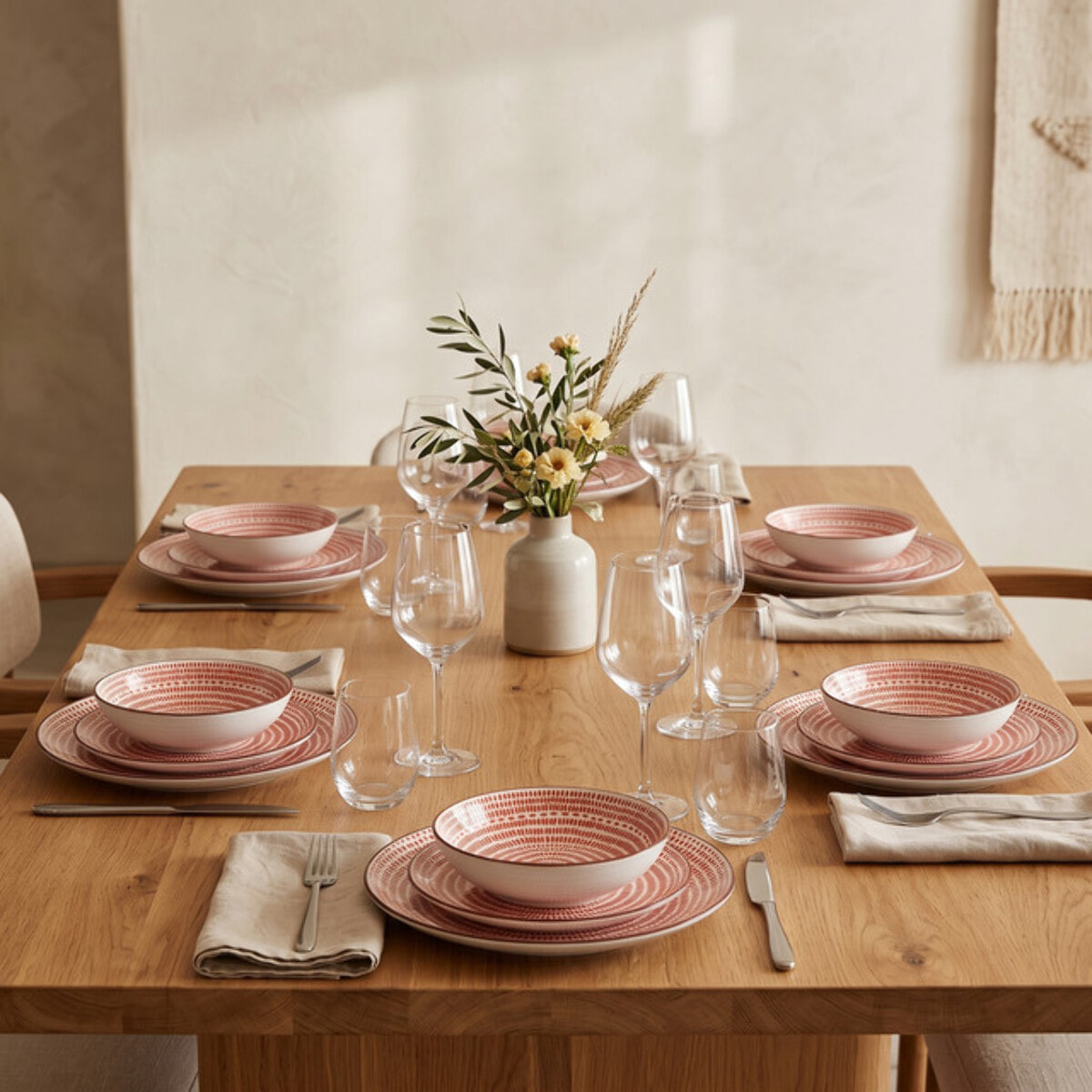 Servizio piatti 18 pezzi decoro concentrico in porcellana - Arancione