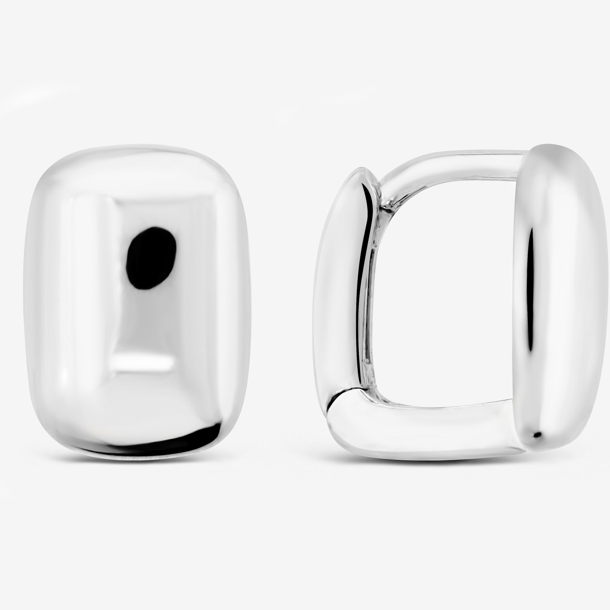 Orecchini Rettangolari Lucidi placcati Rodio