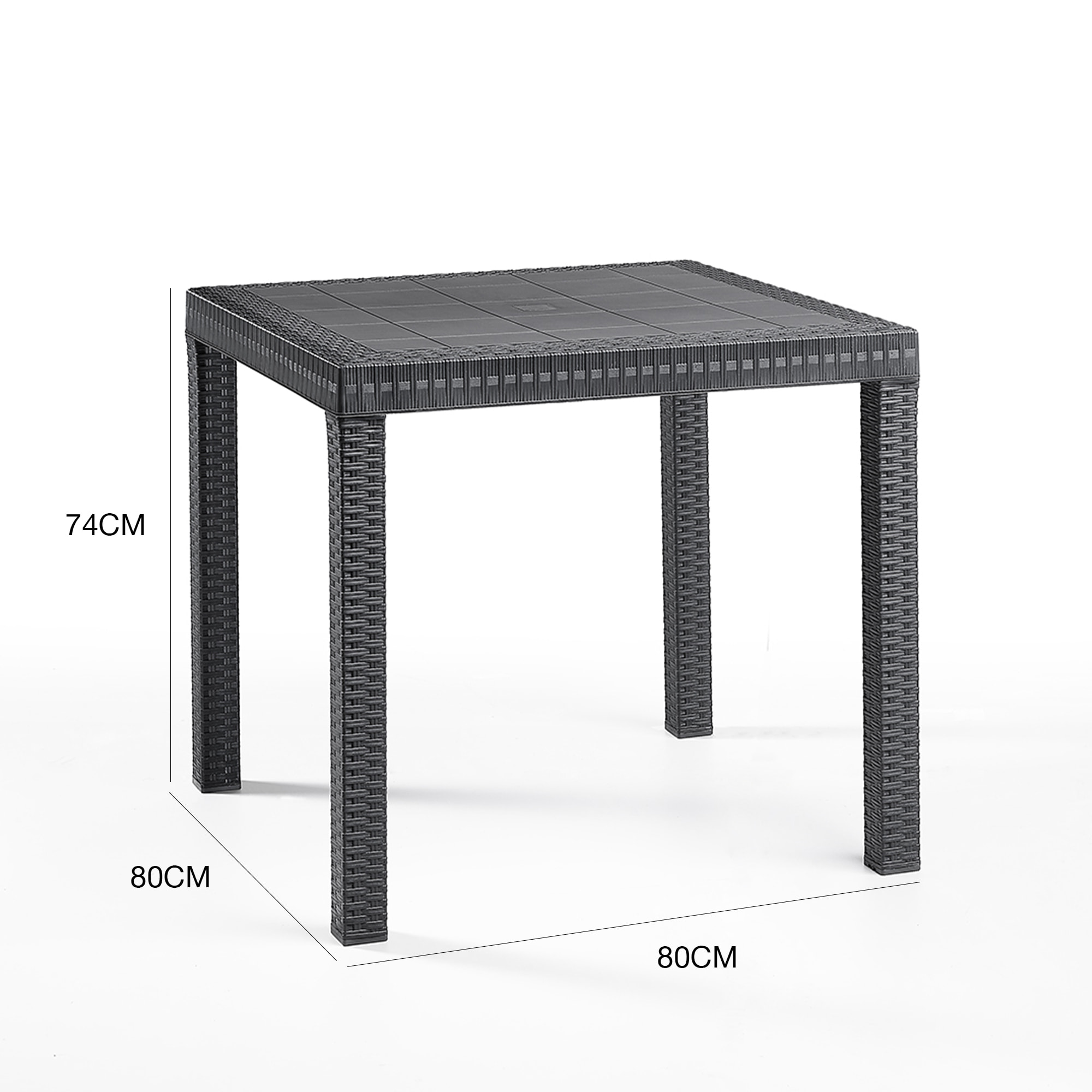 Tavolo da esterno Acqua, Base per picnic, Piano da pranzo da giardino, Banco outdoor multiuso, Made in Italy, 80x80 h74 cm, Antracite