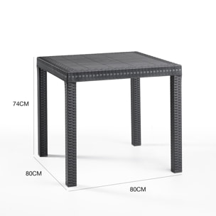 Tavolo da esterno Acqua, Base per picnic, Piano da pranzo da giardino, Banco outdoor multiuso, Made in Italy, 80x80 h74 cm, Antracite
