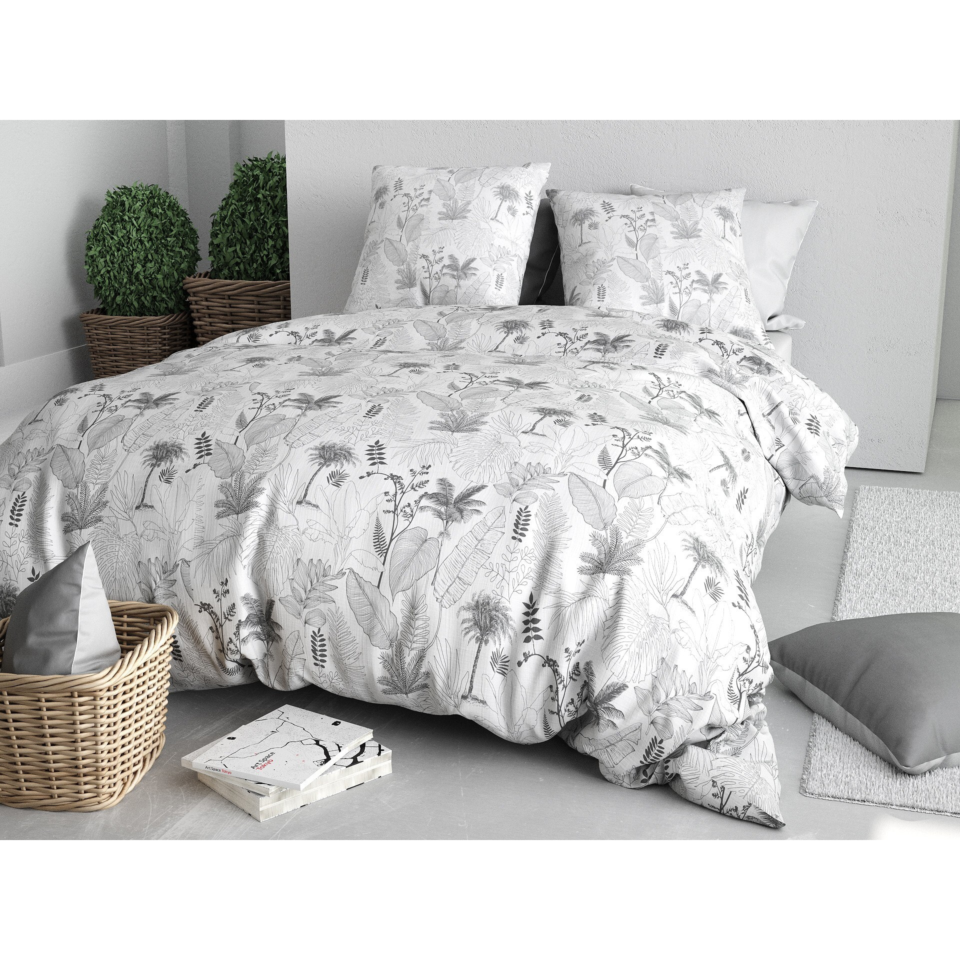 Parure housse de couette imprimée 220x240cm + 2 Taies 100% coton 57fils MERIGOLD