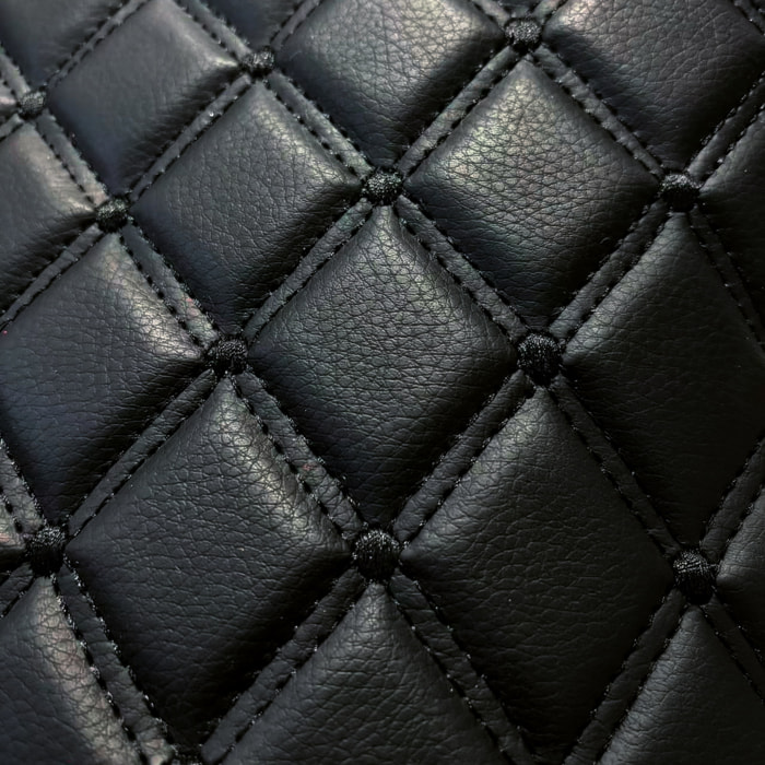 Tissu en cuir synthétique matelassé - Noir