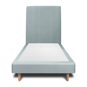 Lit avec tête de lit tapissée velours et sommier tapissier ep14