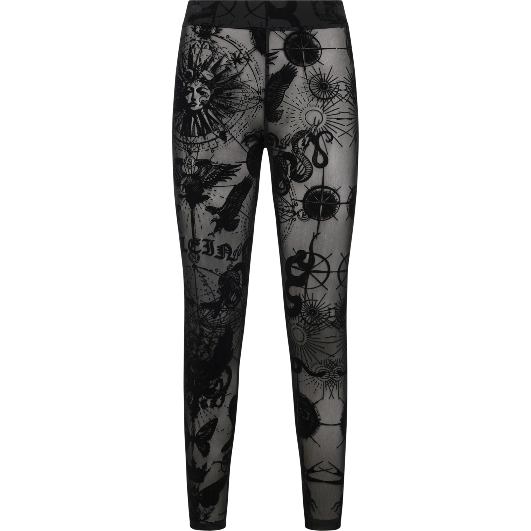 PHILIPP PLEIN Tulle Leggings Flock Butterfly Tattoo