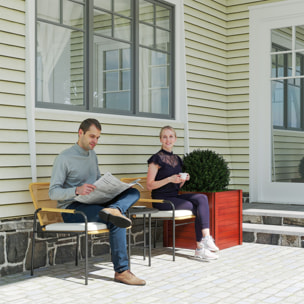 Conjunto de Jardín Exterior de 3 Piezas Muebles de Jardín con 2 Sillas con Cojines Extraíbles Lavables y Mesa de Terraza con Tablero de Metal Resistente para Balcón Patio Natural y Crema