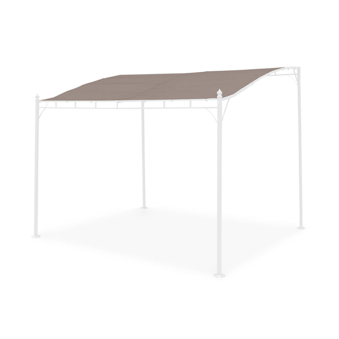 Toile de toit taupe pour tonnelle 3x2.5m Brestum - toile de rechange pergola. toile de remplacement