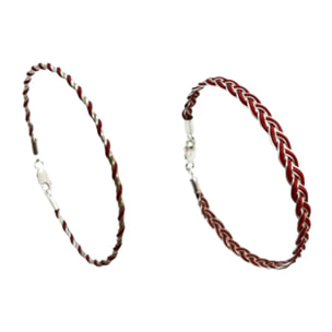 Conjunto de pulseras trenzadas plata 925 rojo