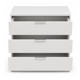 Cassettiera 3 Cassetti Comodino Senza Piedi Comò Mobile Camera Letto Salvaspazio Antigraffio Design Minimal Moderno Lavanderia 77x38x80 Cm Bianco