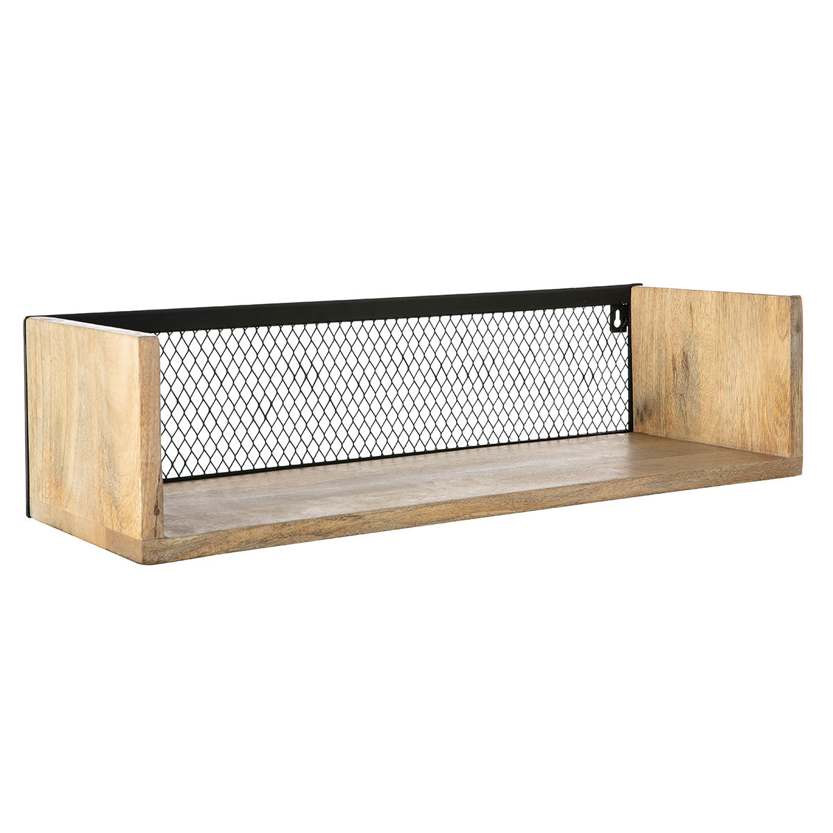 Étagère murale industrielle en bois manguier massif et métal noir L60 cm RACK
