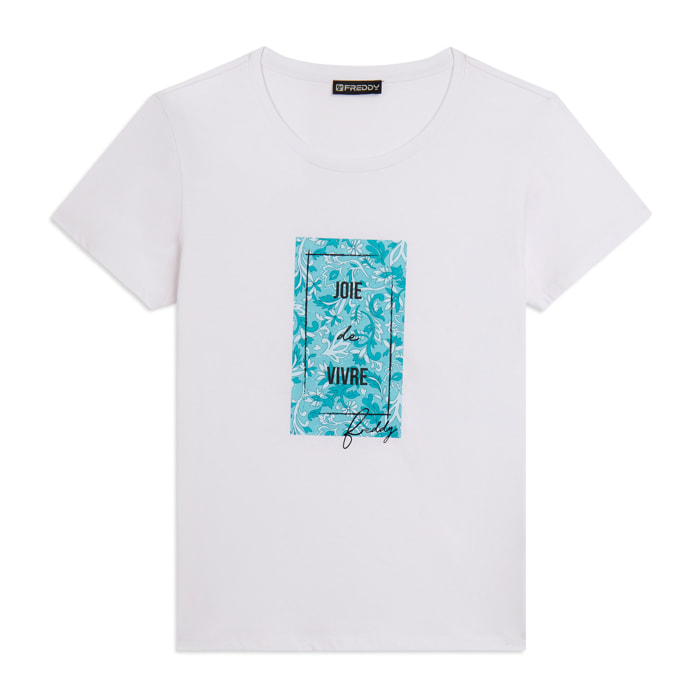 T-shirt con stampa colorata floreale