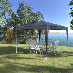 Carpa Desmontable 3x3 m Cenador Pabellón de Jardín con 4 Orificios de Drenaje y Marco de Metal Gazebo para Terraza Patio Exterior Camping Azul