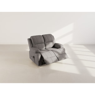 Armand - Canapé 2 places relax électrique en velours côtelé - Gris
