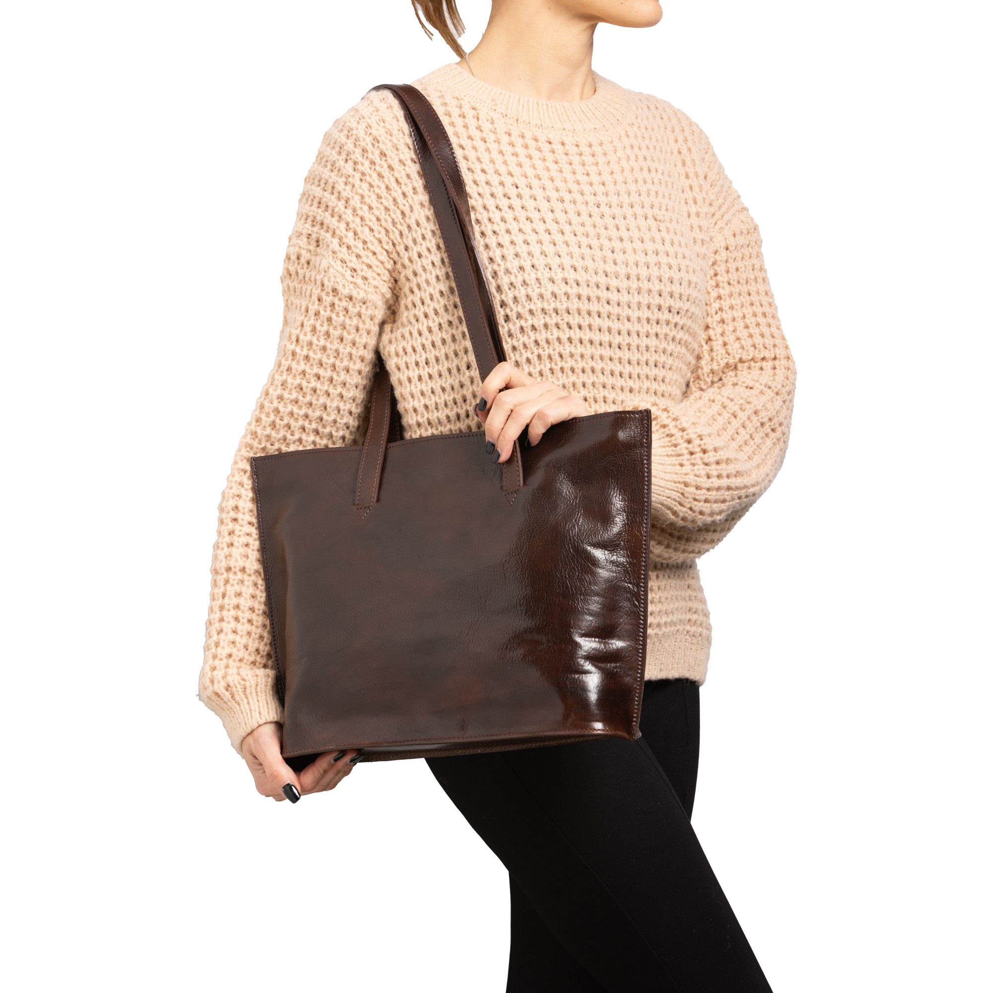 Borsa a spalla  da donna In Vera pelle Made in Italy 27x38,5x10 cm