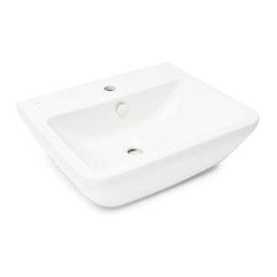 Integra 55x45x19 cm lavabo suspendu en céramique, trou pour robinetterie au milieu, avec trop-plein, blanc (7049-003-0001)