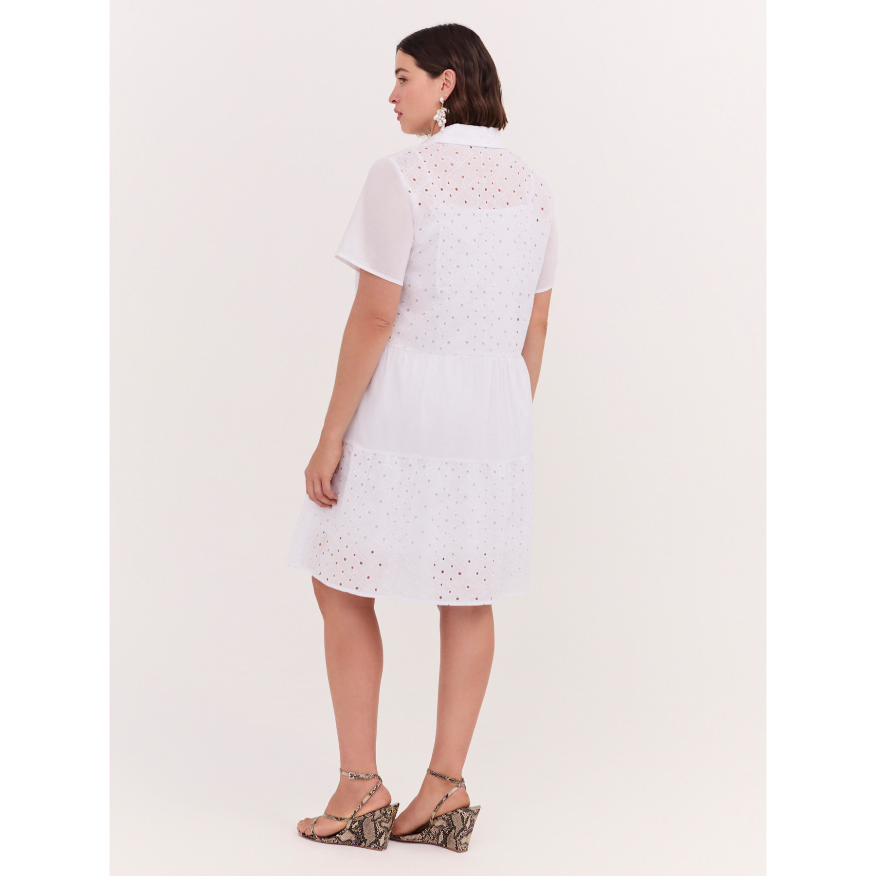 Fiorella Rubino - Vestido con volantes Smile en color sangallo - Blanco