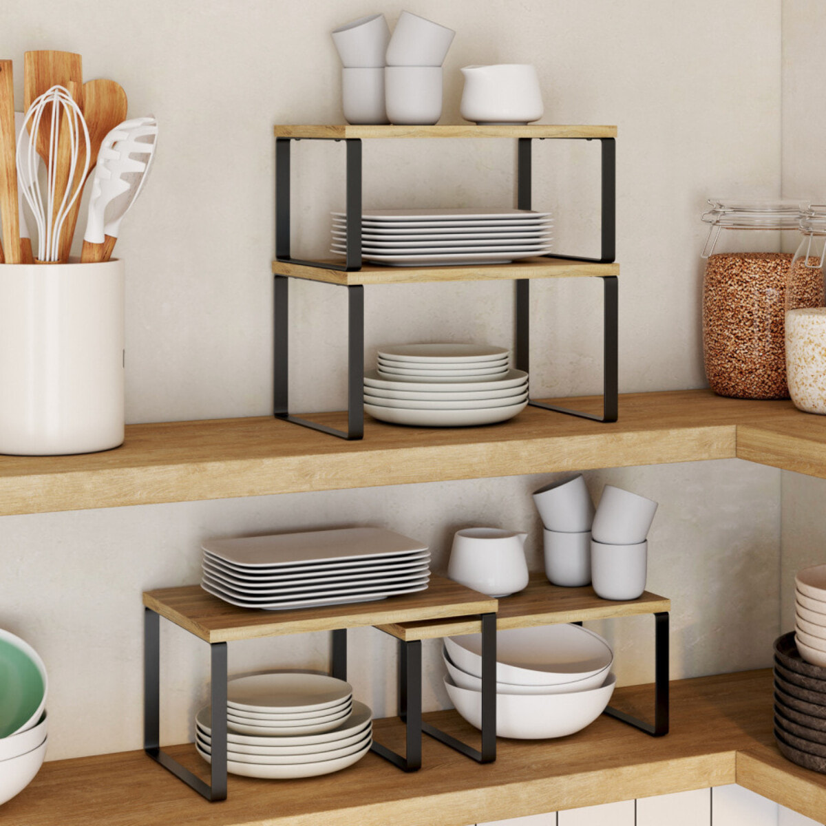 Etagères empilables pour placards - lot de 4