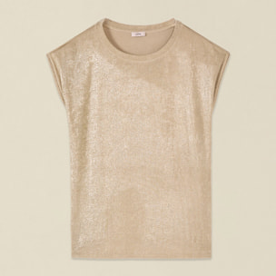 Oltre - Camiseta efecto metalizado - Beige