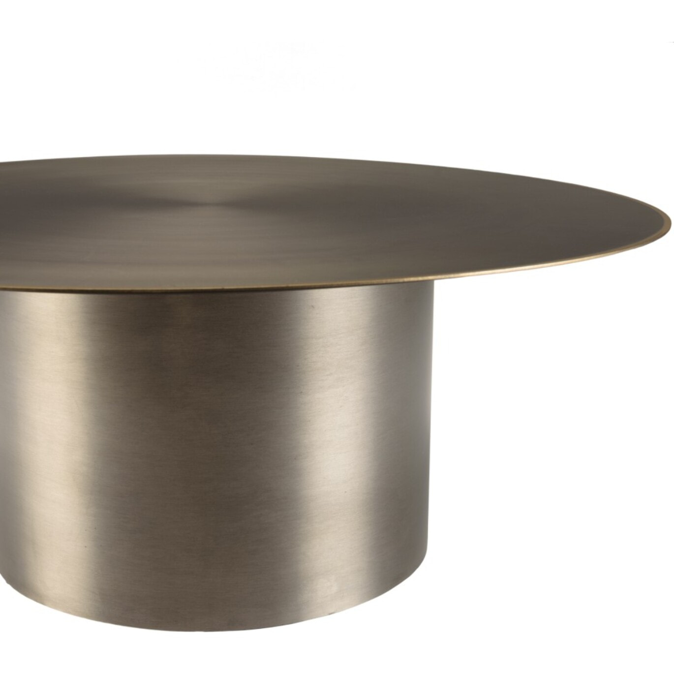 JAMES - Table basse ronde 80x80cm en fer noir et bordure dorée