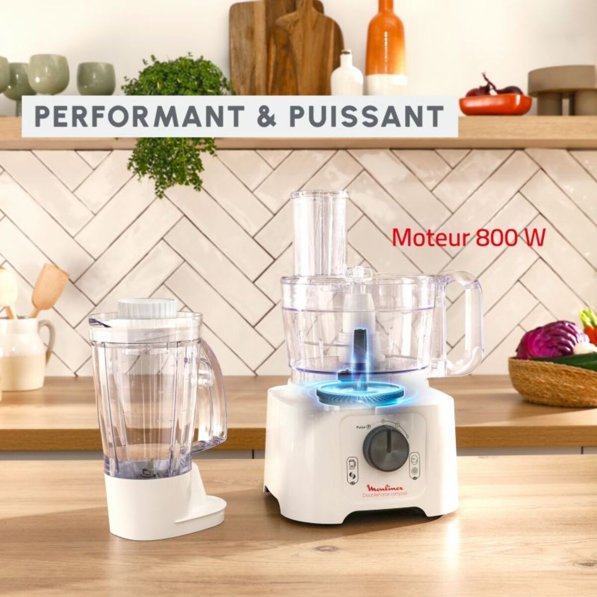 Robot multifonction MOULINEX FP542111 Double force compact blanc