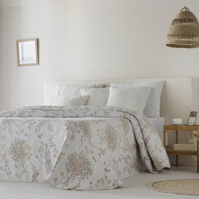 Couvre lit jacquard en coton BEIGE