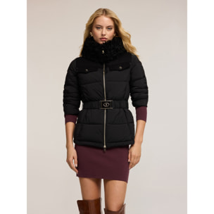 Motivi - Piumino corto con cintura - Nero