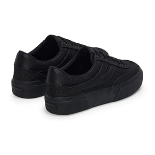 Scarpe da donna Superga Nero 3740 Platform Jersey Lame Blocks Leggera