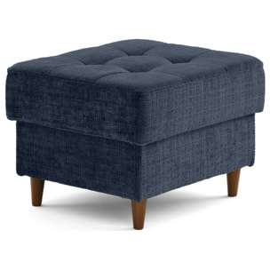 Anna - pouf en velours texturé - pieds en bois - Bleu
