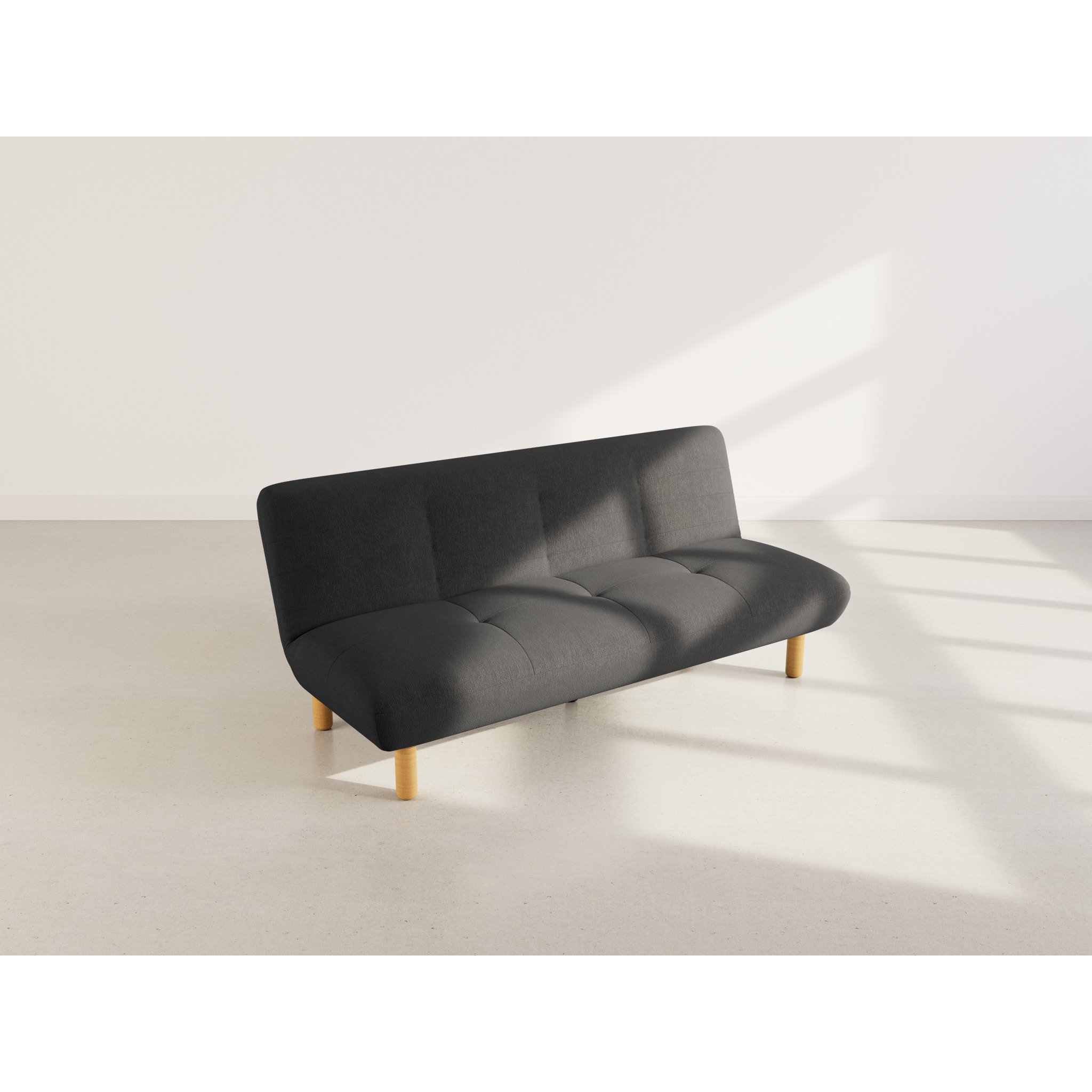 Soan - Banquette 2 places convertible clic-clac en velours texturé - Noir