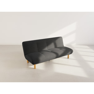Soan - Banquette 2 places convertible clic-clac en velours texturé - Noir