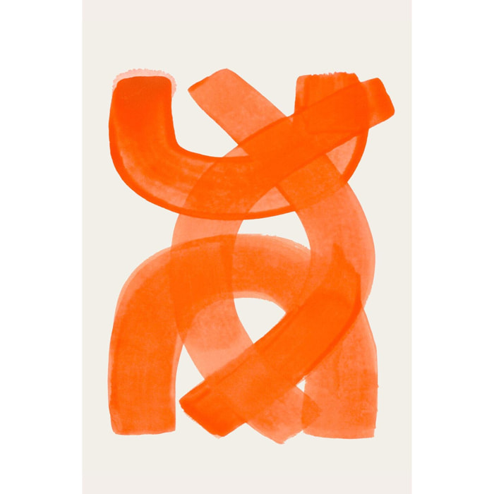 Tableau art abstrait mid century orange  Toile imprimée