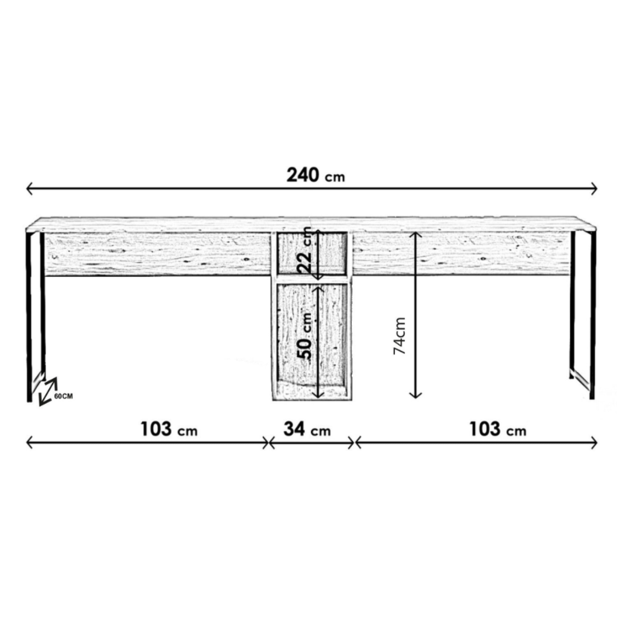 Bureau en bois avec niches JASPER