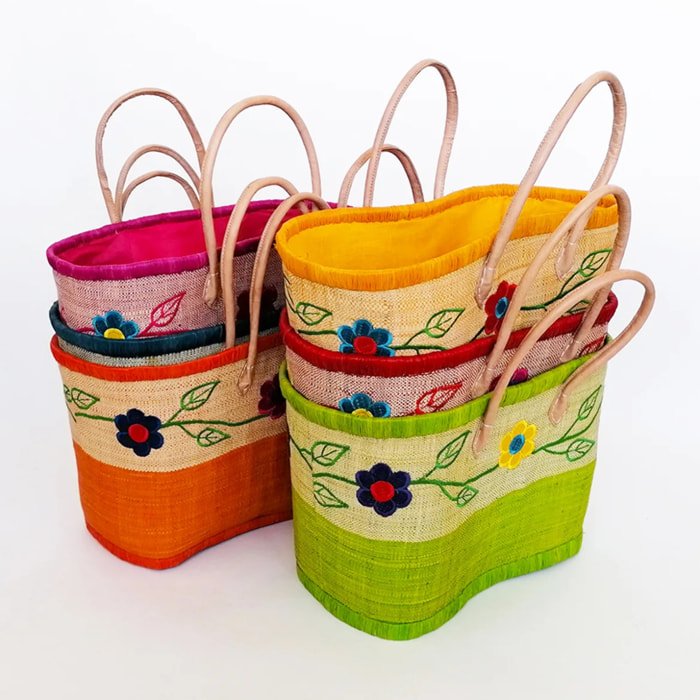 Panier artisanal de Madagascar - Namakia MM Rouge avec pochon