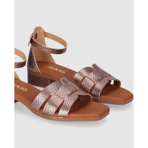 Sandalias de Piel - Bronce - Tacón: 3 cm