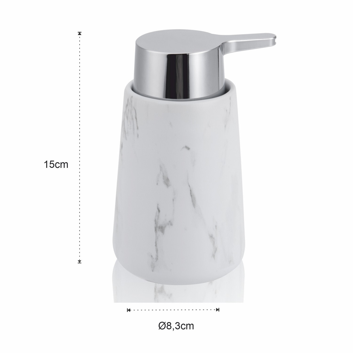 Distributeur de savon Tomasucci MARBLE -B, en céramique, blanc, 8,3 × 8,3 × 15 cm