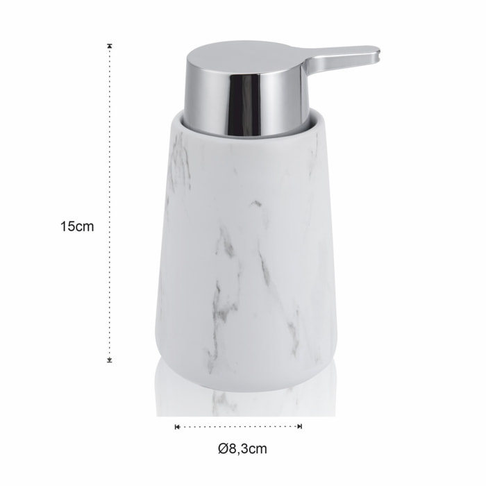 Distributeur de savon Tomasucci MARBLE -B, en céramique, blanc, 8,3 × 8,3 × 15 cm