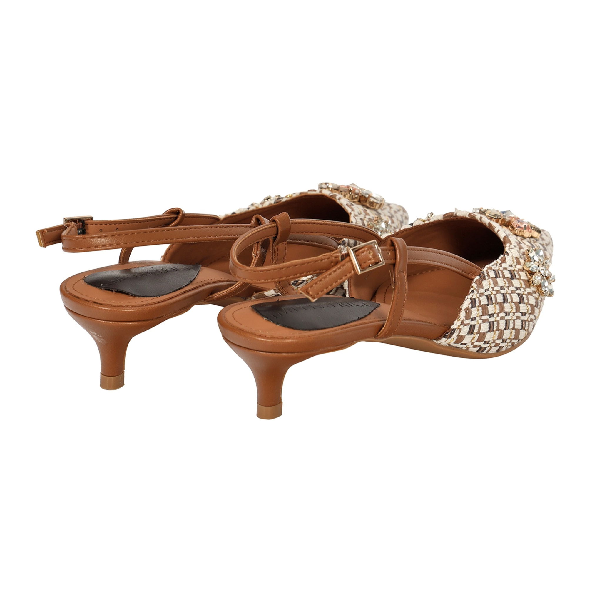 Decolletè con applicazione gioiello- tacco 4,5 cm