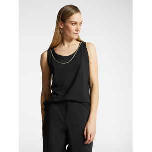 Elena Mirò - Top con cadena de strass - Negro