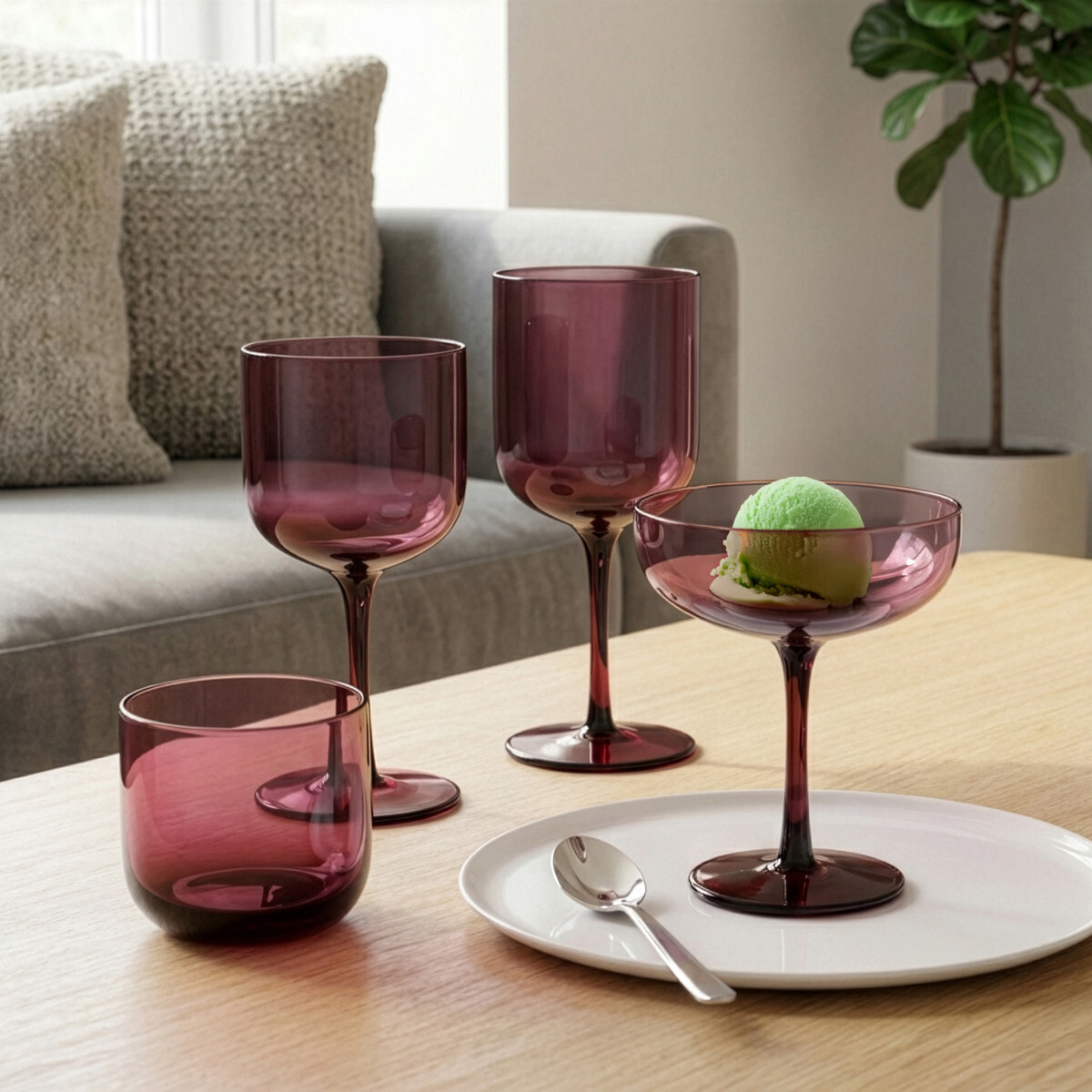 Eyden Rosa - Juego de 4 copas con pie de 26 cl