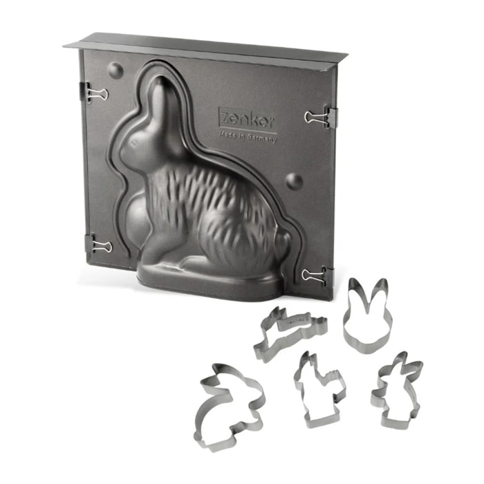 Ensemble de moule lapin de Pâques 3D et 5 emporte-pièces lapin Zenker Pâques