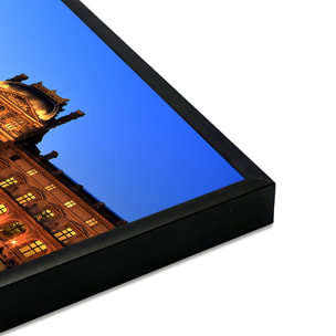 Affiche encadrée pyramide du Louvre au crépuscule Affiche + cadre en métal - Noir