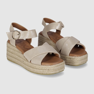 Sandalias de Serraje - Platino - Tacón: 6 cm