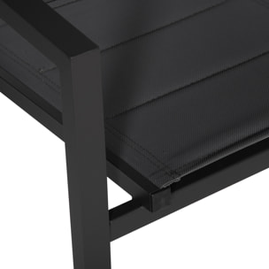 Lot de 8 chaises rembourrées en aluminium anthracite - textilène gris
